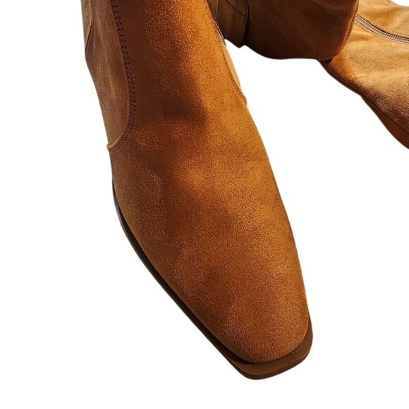 Suede Western Knee-High Boots Cognac Brown Women's 7.5 - Picture 5 of 15